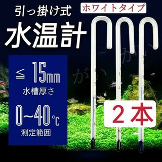 2本　水温計　ホワイトタイプ　サーモメーター　ガラス製　メダカ　熱帯魚 など水槽(アクアリウム)