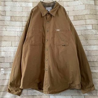 カーハート(carhartt)のカーハート ジャケット カバーオール 裏地チェック柄 革タグ ブラウン 2XL(カバーオール)