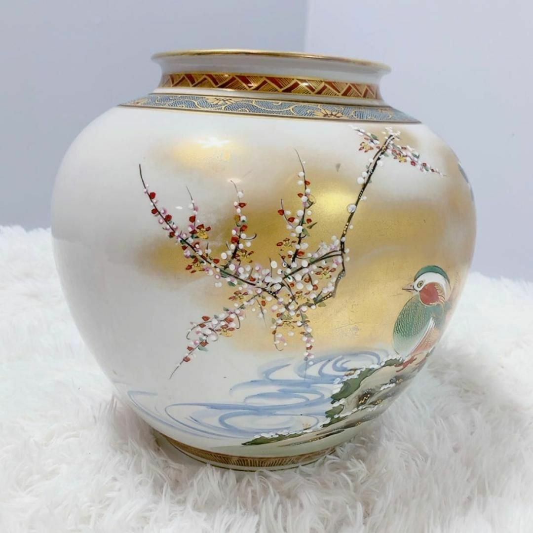 貴重 骨董品 九谷焼 光崖 作 色絵 金彩 花鳥図 大花瓶 花瓶 高級 壺 エンタメ/ホビーのアート用品(その他)の商品写真