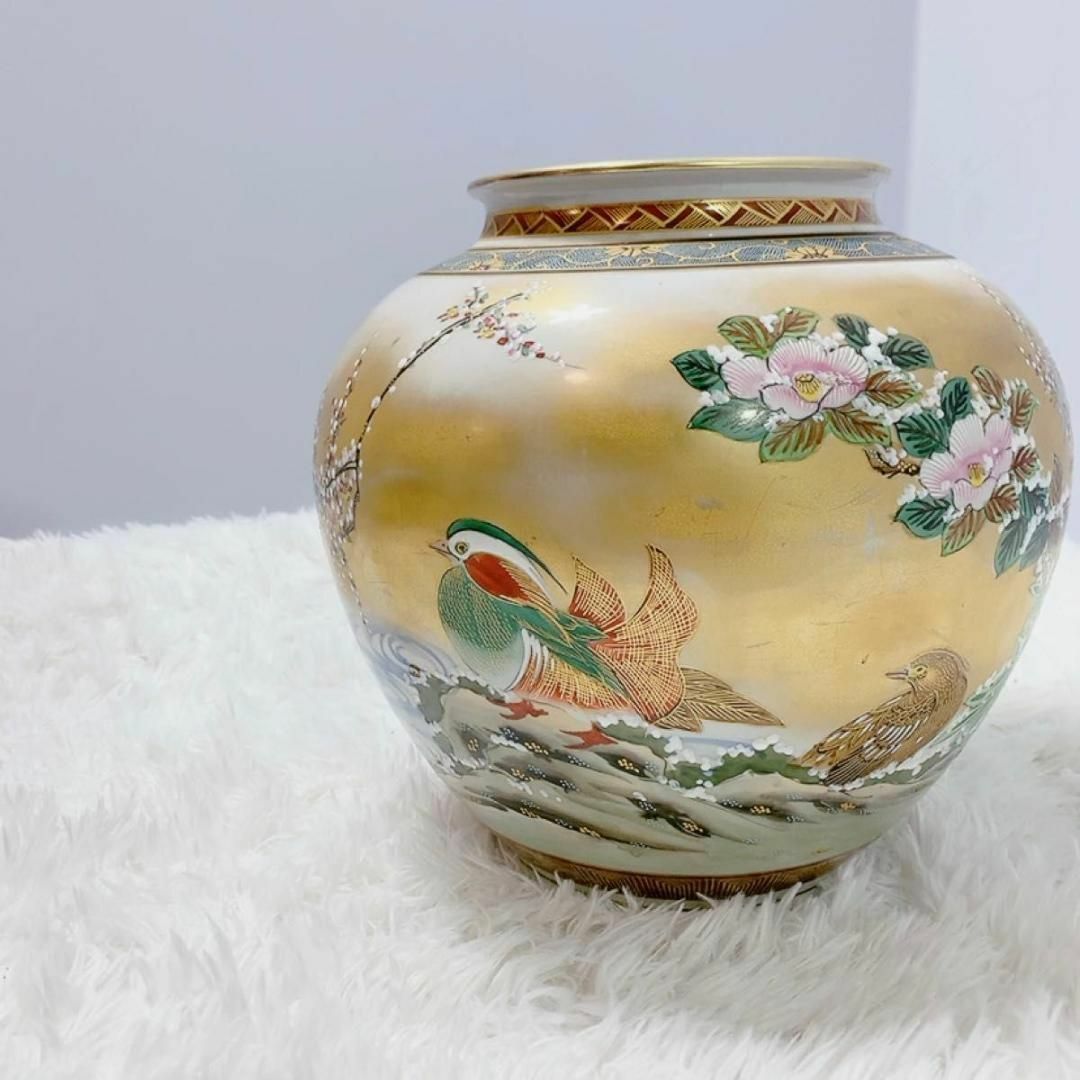 貴重 骨董品 九谷焼 光崖 作 色絵 金彩 花鳥図 大花瓶 花瓶 高級 壺 エンタメ/ホビーのアート用品(その他)の商品写真