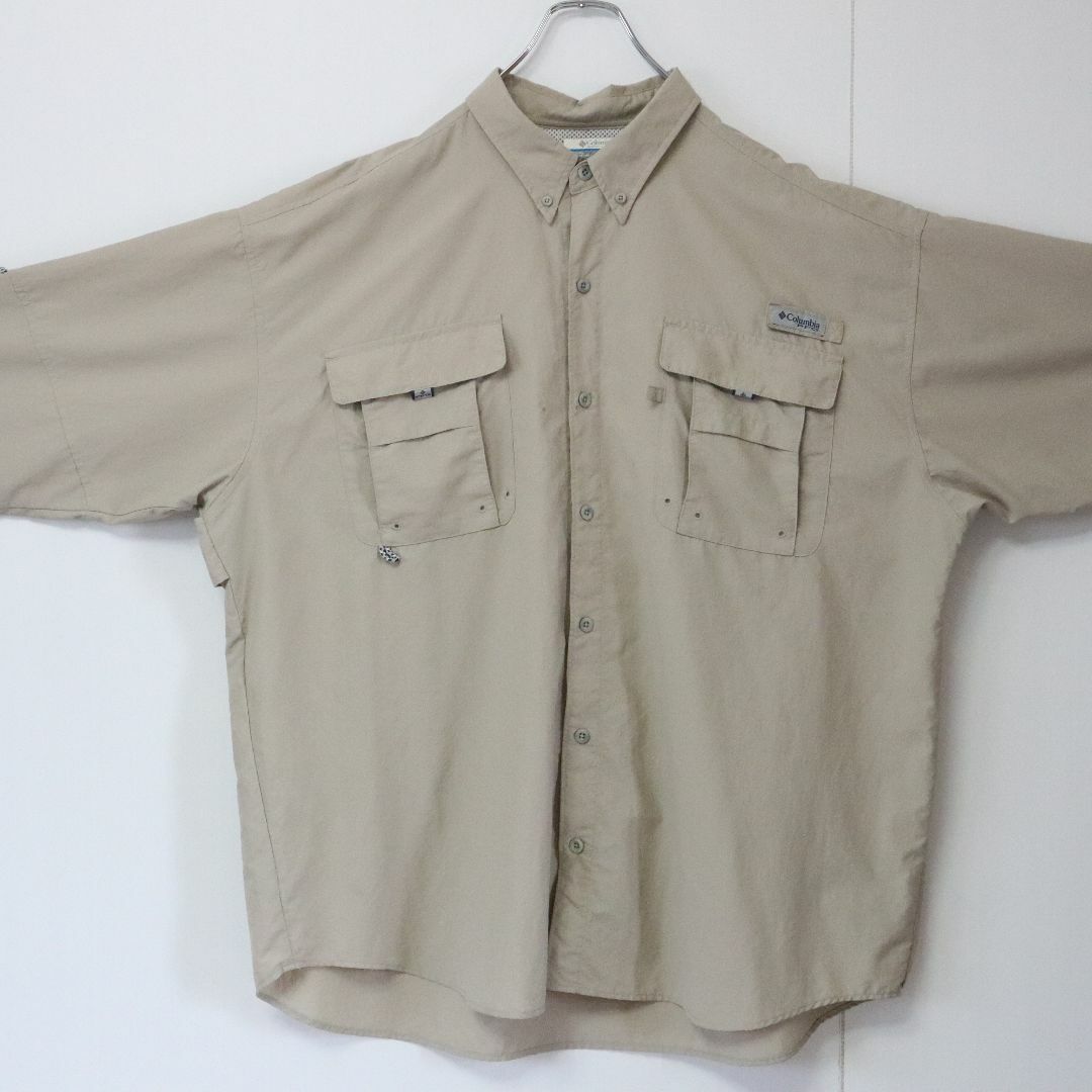 Columbia(コロンビア)の【春カラー】コロンビア PFG／BDシャツ　刺繍ロゴ　2XLサイズ　釣り　古着 メンズのトップス(シャツ)の商品写真