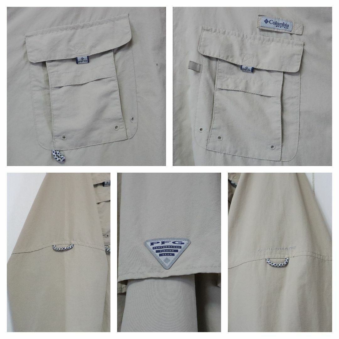 Columbia(コロンビア)の【春カラー】コロンビア PFG／BDシャツ　刺繍ロゴ　2XLサイズ　釣り　古着 メンズのトップス(シャツ)の商品写真