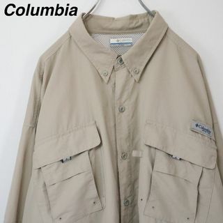 コロンビア(Columbia)の【春カラー】コロンビア PFG／BDシャツ　刺繍ロゴ　2XLサイズ　釣り　古着(シャツ)