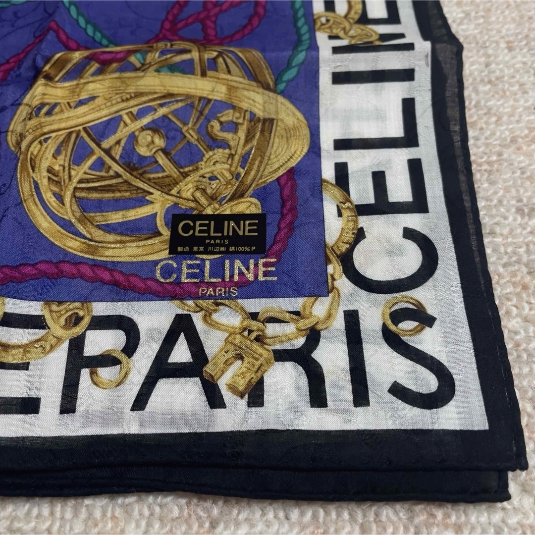 CEFINE(セフィーヌ)の未使用　CELINE PARIS スカーフ & ラップ 50×50 綿100％  レディースのファッション小物(バンダナ/スカーフ)の商品写真