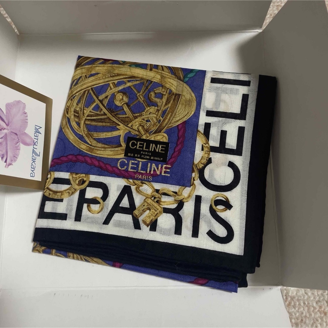 CEFINE(セフィーヌ)の未使用　CELINE PARIS スカーフ & ラップ 50×50 綿100％  レディースのファッション小物(バンダナ/スカーフ)の商品写真