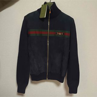 Gucci - GUCCIグッチボンバージャケットダークブルー スエードコットンホースビットS