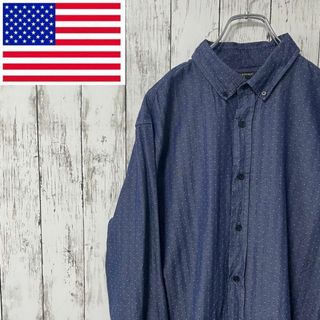 バナナリパブリック(Banana Republic)のバナナリパブリック アメリカ古着 ドット柄 長袖シャツ ブルー メンズ(シャツ)