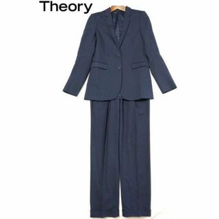 セオリー(theory)の美品★セオリー★セットアップ パンツスーツ ストライプ ネイビー M(スーツ)