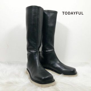 トゥデイフル(TODAYFUL)のTODAYFUL トゥデイフル レザー ロングブーツ ブラック(ブーツ)