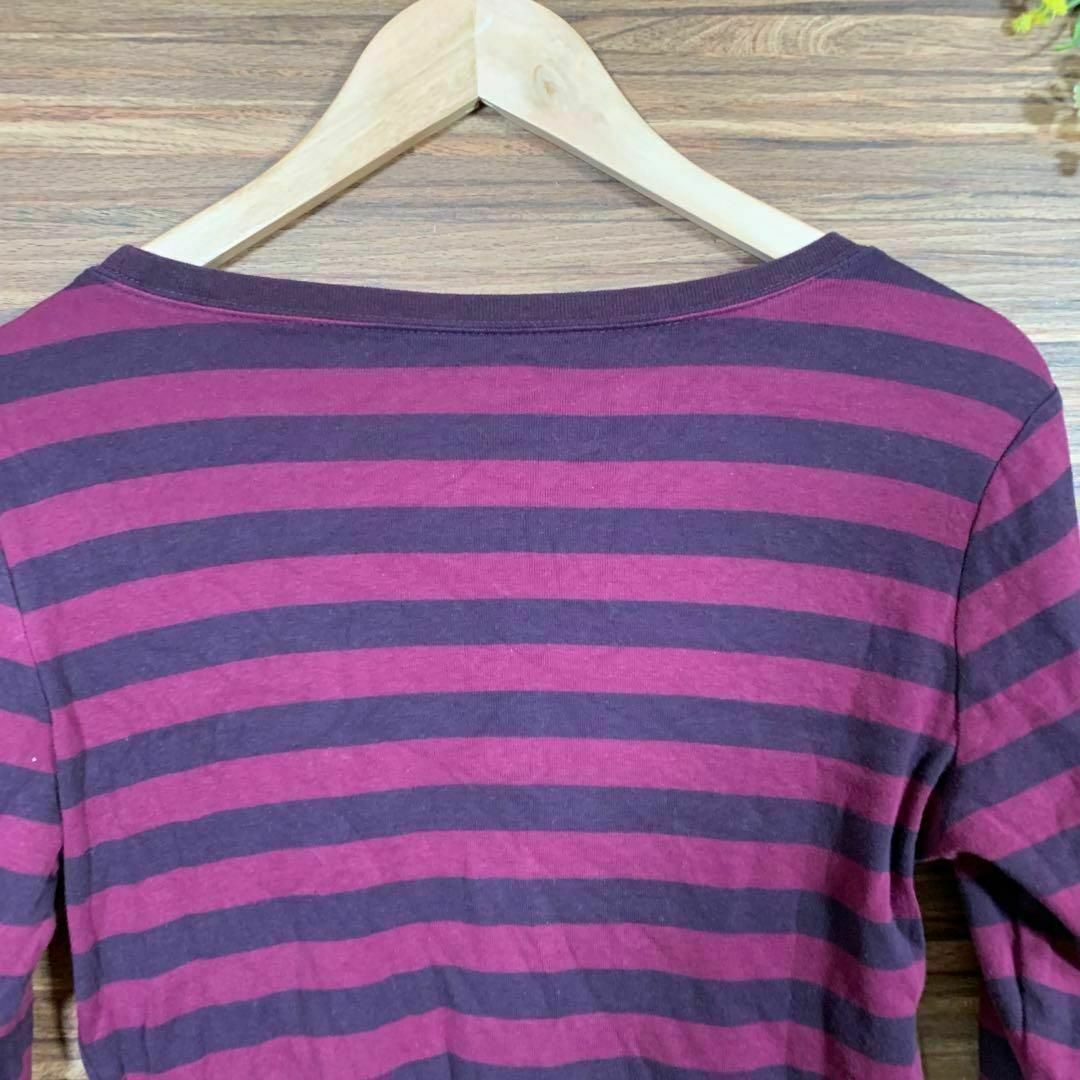 GAP(ギャップ)のGAP ギャップ Tシャツ Lサイズ ボーダー 紫 パープル 長袖 レディース レディースのトップス(Tシャツ(長袖/七分))の商品写真