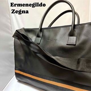 エルメネジルドゼニア(Ermenegildo Zegna)の【美品】Ermenegildo Zegna レザー 2way ボストンバッグ 黒(ボストンバッグ)