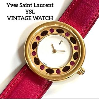 イヴサンローラン(Yves Saint Laurent)のサンローラン ロゴ ピンク ストーン 時計 Yves Saint Laurent(腕時計)