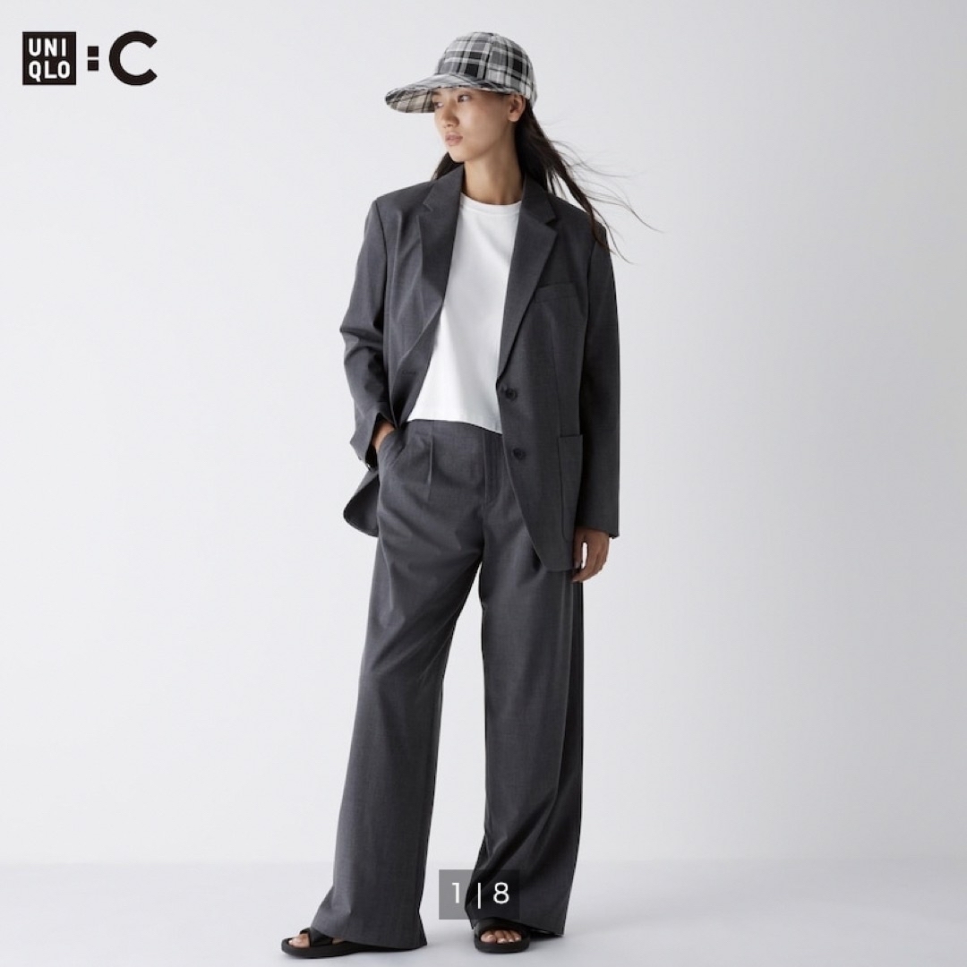 UNIQLO(ユニクロ)の新品　UNIQLO-C タックワイドストレートパンツM レディースのパンツ(カジュアルパンツ)の商品写真