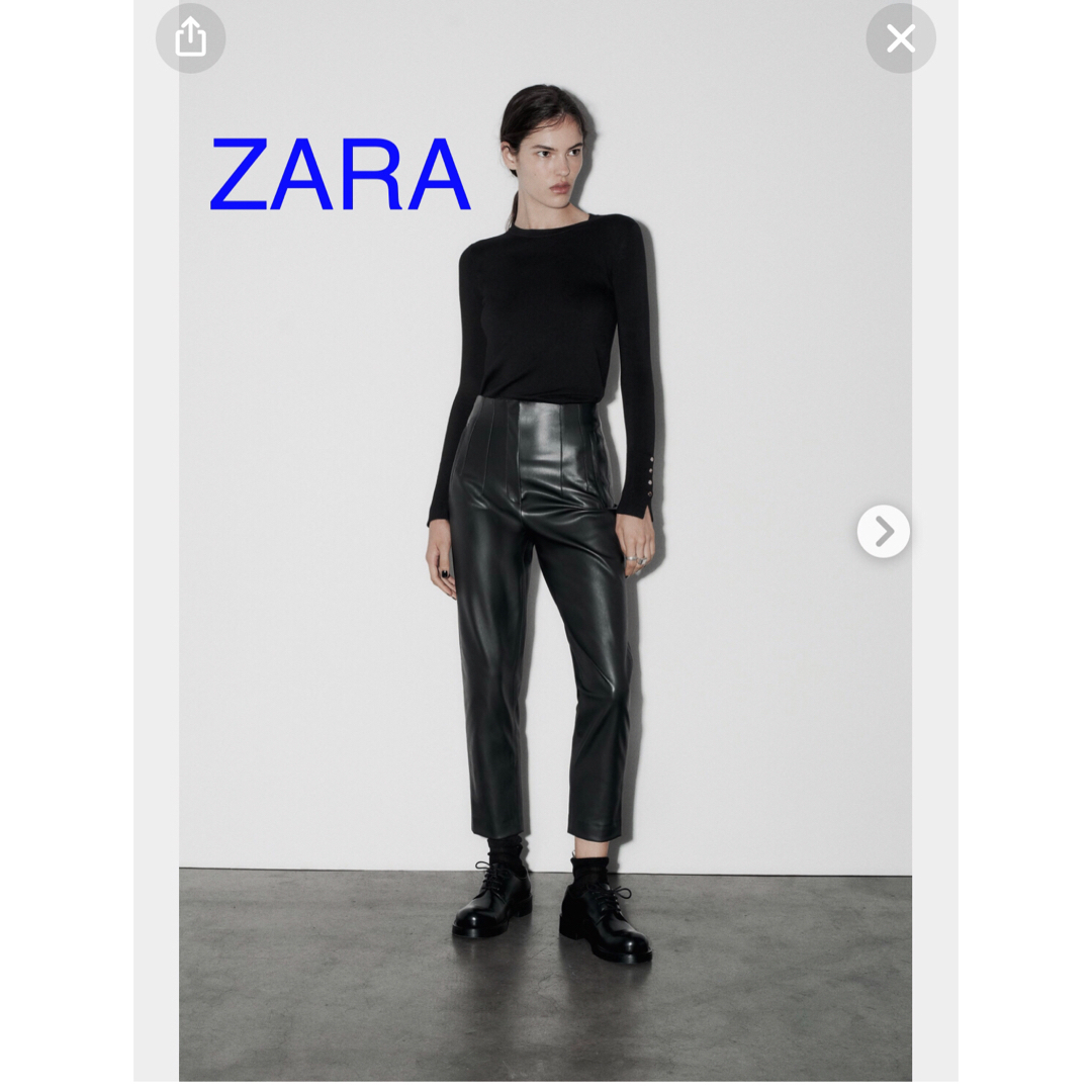 ZARA(ザラ)の新品ZARA ハイウエストフェイクレザーパンツ レディースのパンツ(カジュアルパンツ)の商品写真