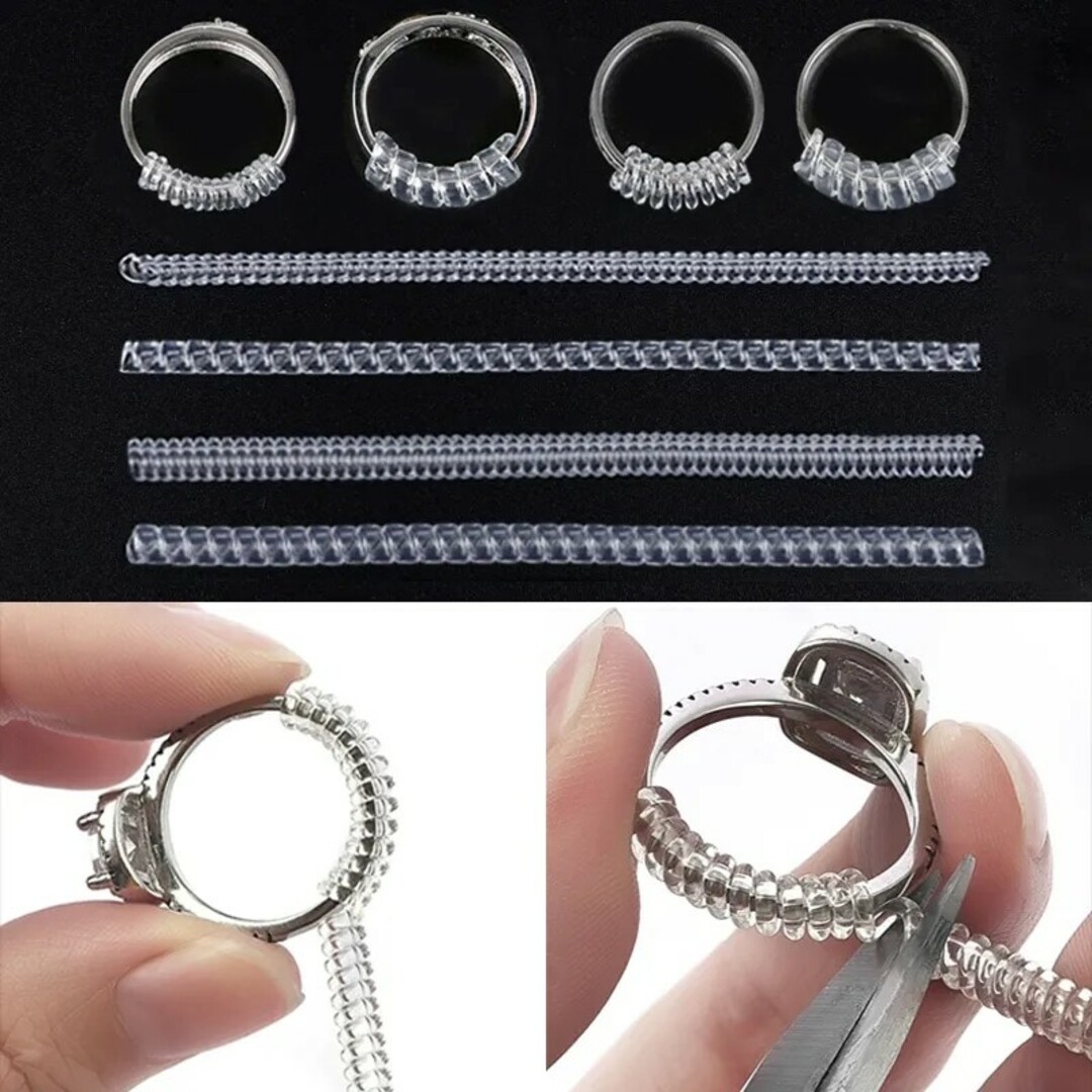 リングサイズアジャスター 指輪 サイズ 調整 緩い指輪 4本セット レディースのアクセサリー(リング(指輪))の商品写真