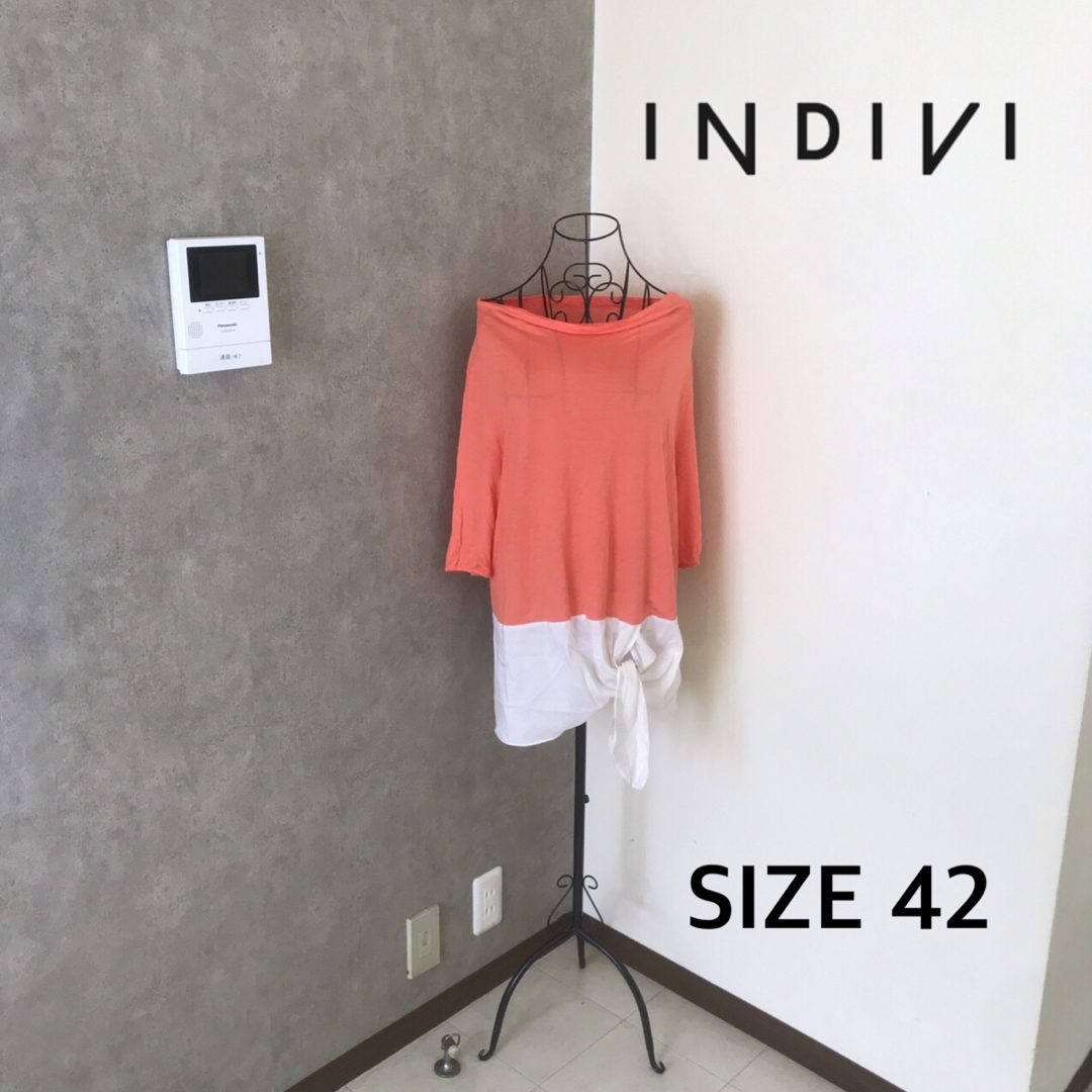 INDIVI(インディヴィ)のインディヴィ♡1度着用　カットソー　大きいサイズ 42 レディースのトップス(カットソー(半袖/袖なし))の商品写真