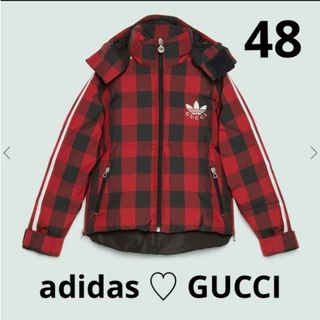 Gucci - Gucci adidas ギンガムチェック ダウンジャケット 48 レッド