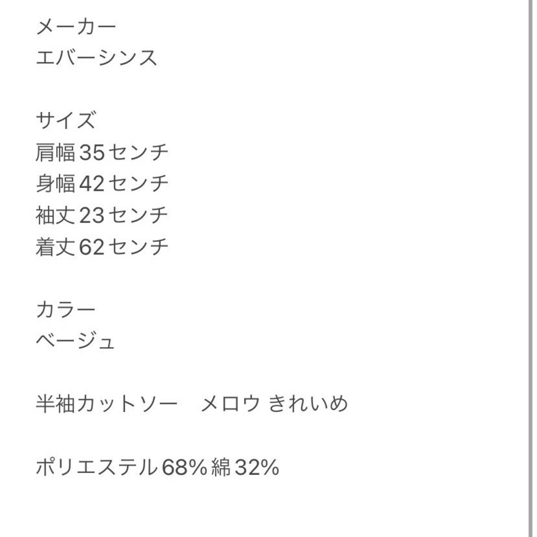 エバーシンス M 半袖カットソー メロウ きれいめコーデ オフィス ベージュ レディースのトップス(カットソー(半袖/袖なし))の商品写真