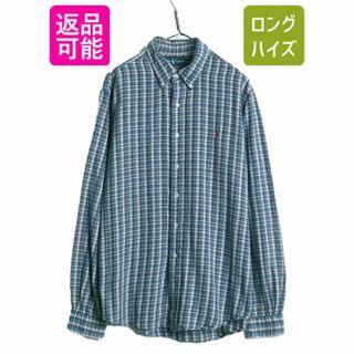 ラルフローレン(Ralph Lauren)のラルフローレン チェック ボタンダウン シャツ メンズ XL 古着 ポロ 長袖シャツ ワンポイント ポニー刺繍 カスタムフィット 大きいサイズ (シャツ)