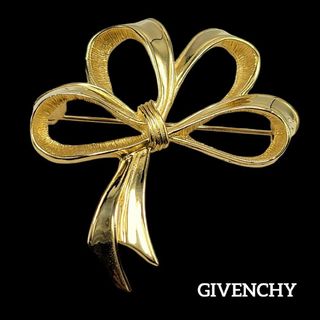 ジバンシィ(GIVENCHY)の【美品】GIVENCHY ブローチ リボン ゴールド(ブローチ/コサージュ)