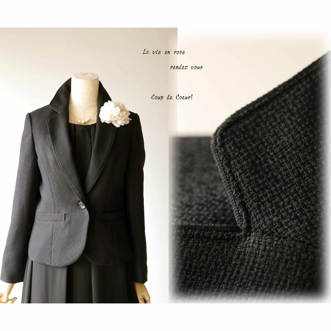 新品値引き　17号白黒テーラードジャケット黒テーラード黒ワンピーススーツ卒業式 レディースのフォーマル/ドレス(スーツ)の商品写真