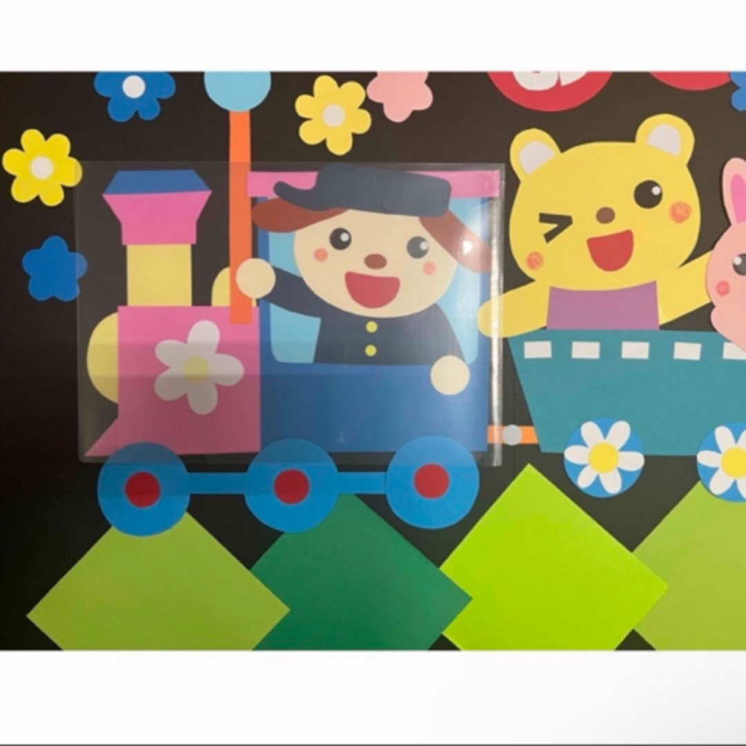 ❁⃘*.ﾟ3月春壁面装飾『進級おめでとう列車、しゅっぱーつ!!』❁⃘*.ﾟ ハンドメイドの素材/材料(型紙/パターン)の商品写真