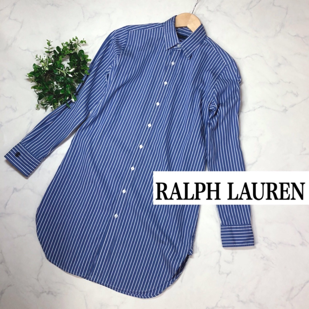 Ralph Lauren(ラルフローレン)のラルフローレンのブルーストライプのロングシャツ9号 レディースのトップス(シャツ/ブラウス(長袖/七分))の商品写真