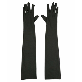ブラックロングサテングローブ結婚式黒アームカバーコスプレレディース手袋ハロウィン(手袋)
