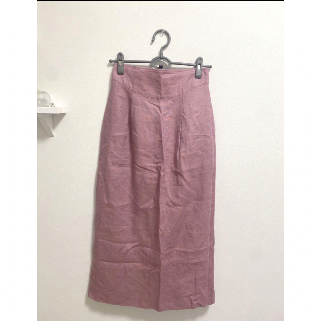 SALON adam et rope'(サロンアダムエロぺ)の麻　ハイウエスト　切り替えスカート レディースのスカート(ロングスカート)の商品写真