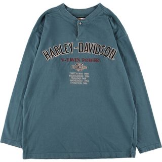 ハーレーダビッドソン(Harley Davidson)の古着 00年代 ハーレーダビッドソン Harley-Davidson ヘンリーネック ロングTシャツ ロンT メンズM /eaa425900(Tシャツ/カットソー(半袖/袖なし))