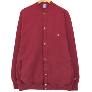 チャンピオン(Champion)の古着 90年代 チャンピオン Champion REVERSE WEAVE リバースウィーブ 刺繍タグ スウェット スナップカーディガン USA製 メンズXL ヴィンテージ バックロゴ /eaa423233(スウェット)