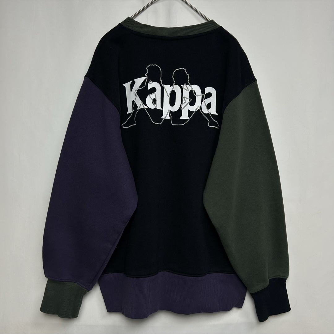 Kappa(カッパ)のkappa スウェットトレーナー　バイカラー　ブラック　裏起毛　ビッグロゴ メンズのトップス(スウェット)の商品写真