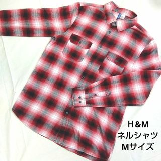 エイチアンドエム(H&M)のH&M ネルシャツ Mサイズ 赤チェック柄　フランネルシャツ(シャツ)