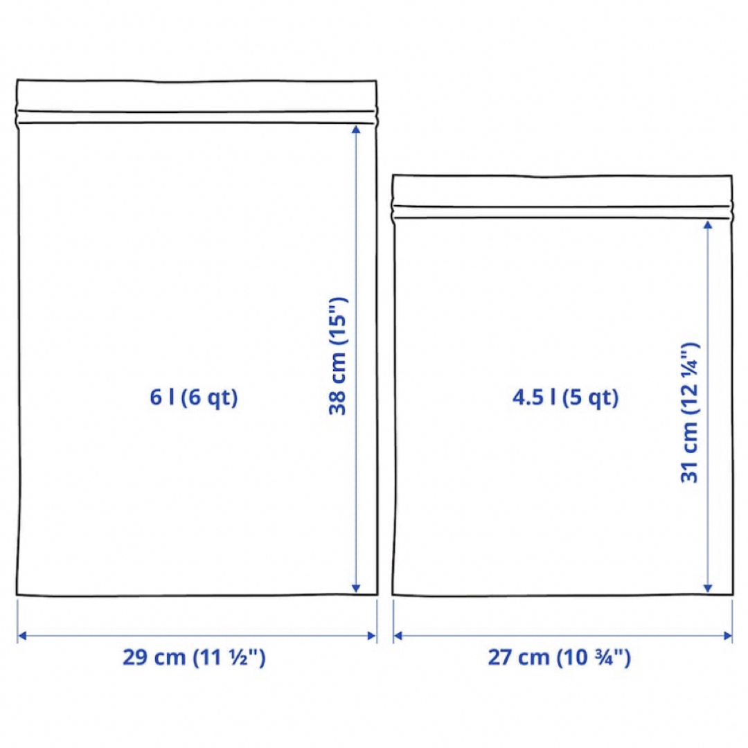 IKEA(イケア)のIKEA ジップロック フリーザーバッグ 2種2サイズ 2箱60枚 匿名発送 インテリア/住まい/日用品のキッチン/食器(収納/キッチン雑貨)の商品写真