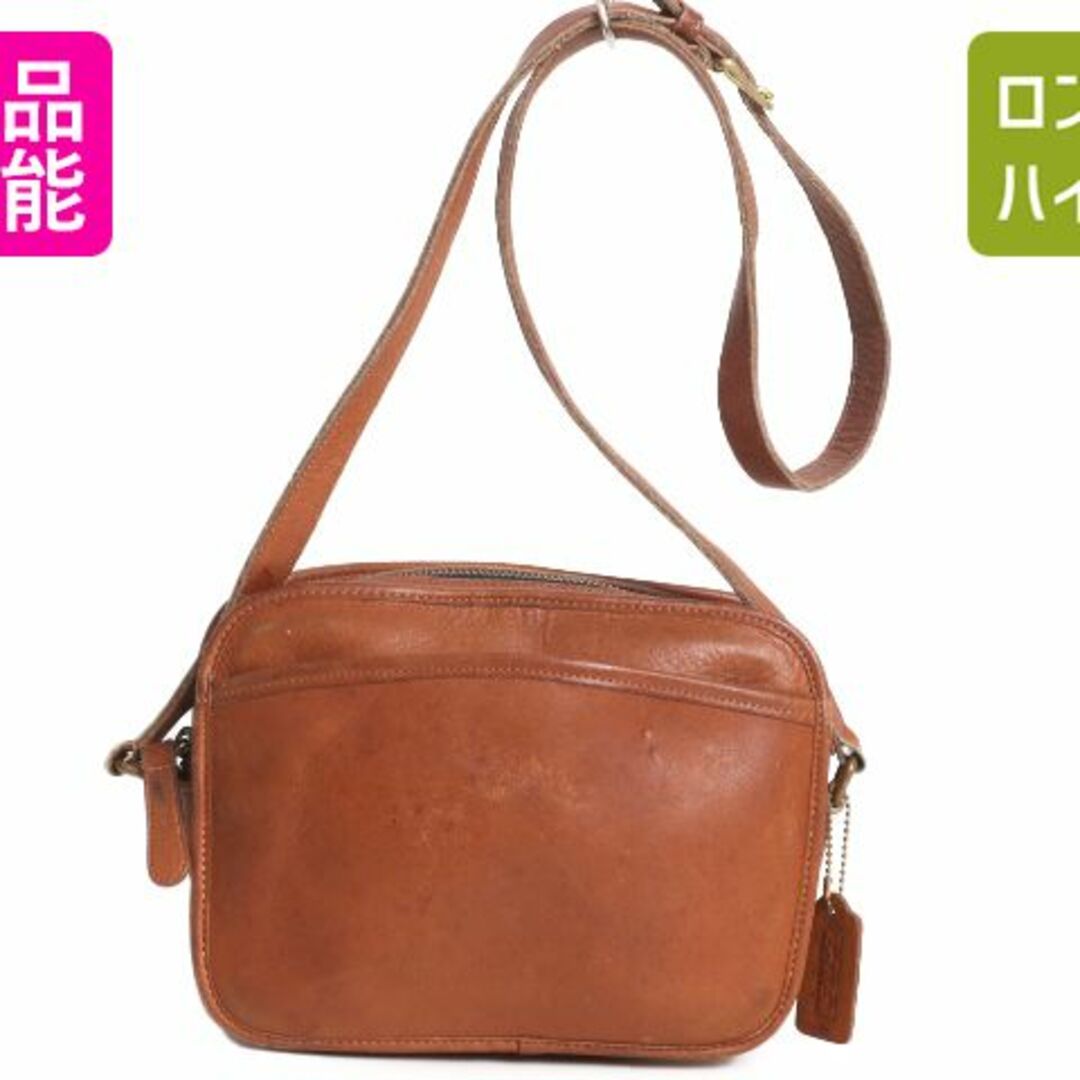 USA製 オールドコーチ 本革 レザー ショルダー バッグ / COACH レザーバック コーチ レディース メンズ ジップトップ 斜め掛け 肩掛け 茶