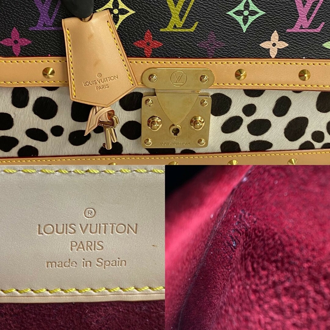 LOUIS VUITTON(ルイヴィトン)の極 美品 LOUIS VUITTON ルイヴィトン サック ダルメシアン モノグラム マルチカラー レザー ハラコ ハンドバッグ ベージュ ブラック 15809 レディースのバッグ(ハンドバッグ)の商品写真