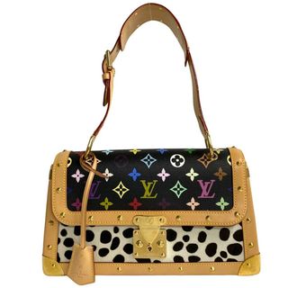 ルイヴィトン(LOUIS VUITTON)の極 美品 LOUIS VUITTON ルイヴィトン サック ダルメシアン モノグラム マルチカラー レザー ハラコ ハンドバッグ ベージュ ブラック 15809(ハンドバッグ)