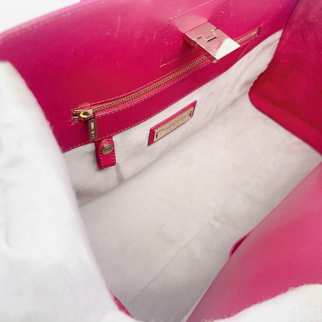 JIMMY CHOO(ジミーチュウ)の✨良品✨ジミーチュウ ライリー トートバッグ レザー マゼンタ　スエード切り替え レディースのバッグ(トートバッグ)の商品写真