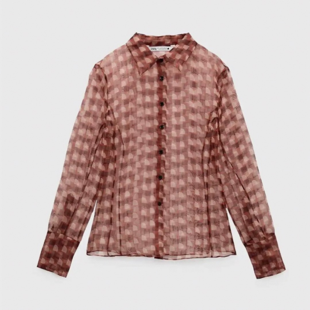 ZARA(ザラ)のZARAザラ 総柄シアーブラウスPRINTED ORGANZA BLOUSE レディースのトップス(シャツ/ブラウス(長袖/七分))の商品写真