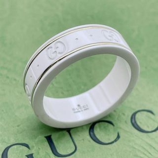 グッチ(Gucci)の【美品】GUCCI アイコンリング　指輪　18K 約20号　ホワイト(リング(指輪))