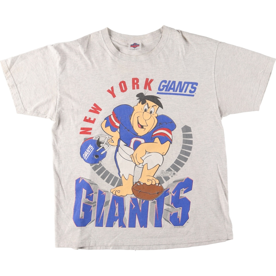 古着 LEAGUE LEADER NFL NEWYORK GIANTS ニューヨークジャイアンツ THE FLINTSTONES 原始家族フリントストーン  半袖 両面プリント プリントTシャツ USA製 メンズL ヴィンテージ /eaa425730 メンズのトップス(Tシャツ/カットソー(半袖/袖なし))の商品写真