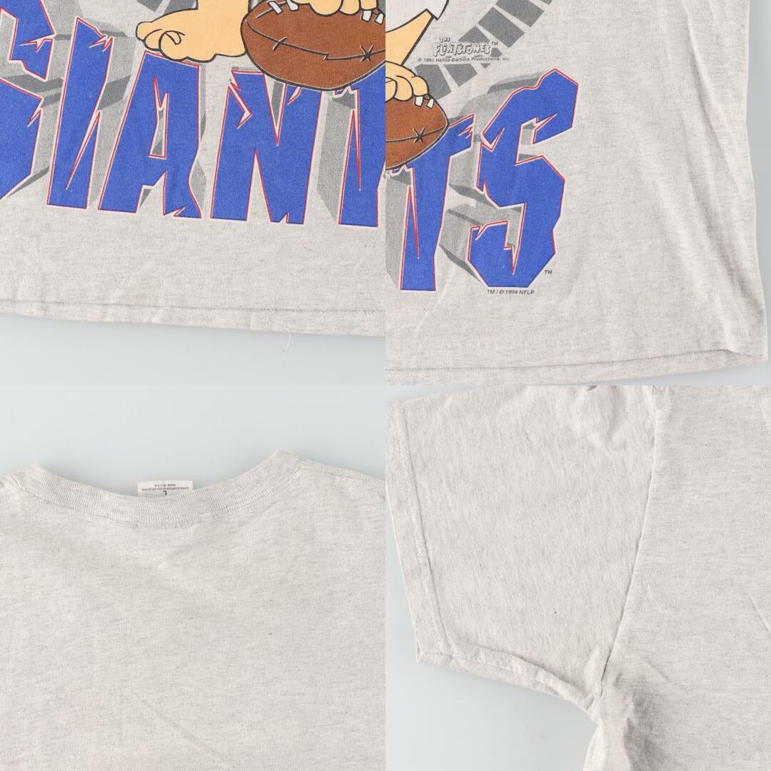 古着 LEAGUE LEADER NFL NEWYORK GIANTS ニューヨークジャイアンツ THE FLINTSTONES 原始家族フリントストーン  半袖 両面プリント プリントTシャツ USA製 メンズL ヴィンテージ /eaa425730 メンズのトップス(Tシャツ/カットソー(半袖/袖なし))の商品写真