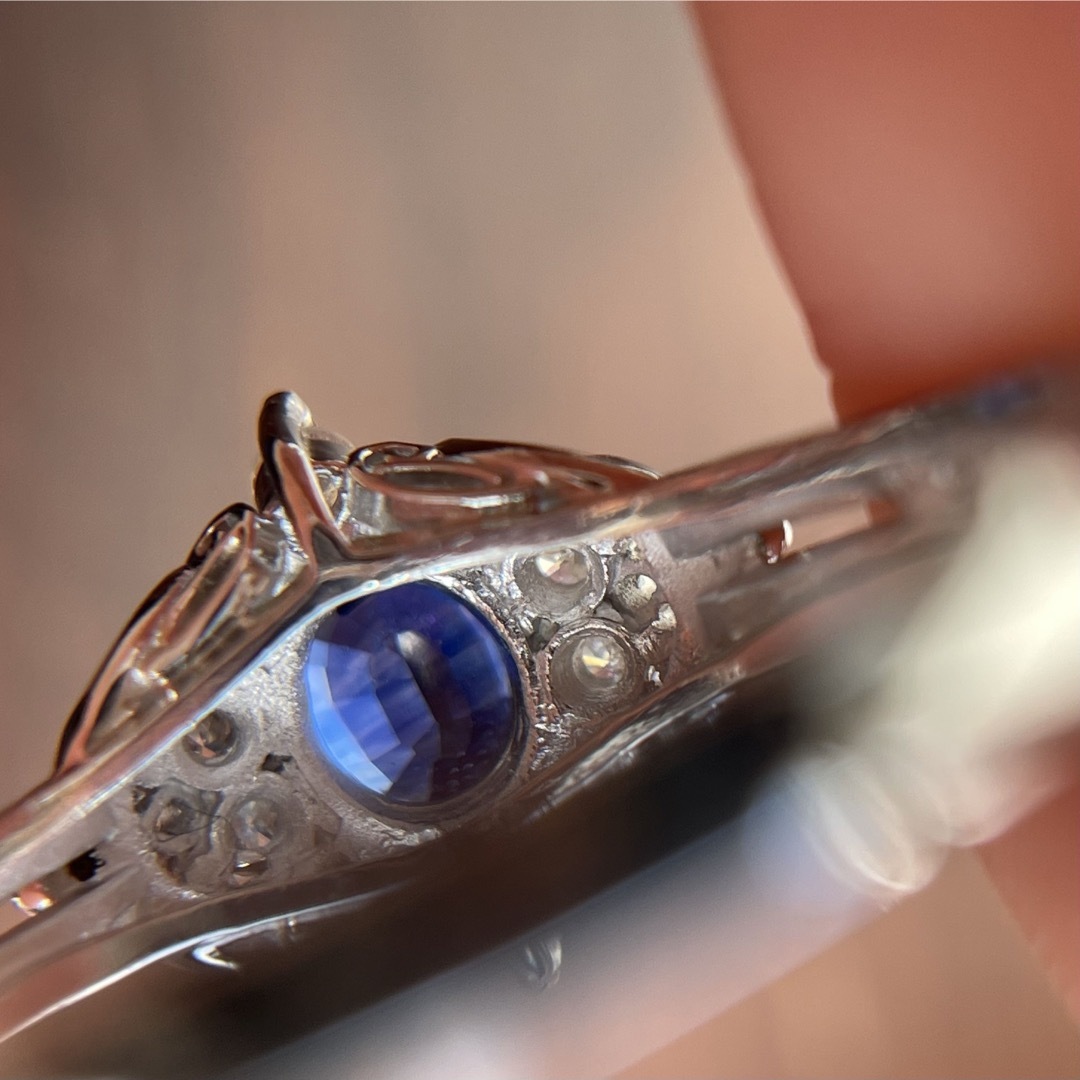 ★Pt900 サファイヤ ダイヤ 13号 3.5g プラチナ 昭和レトロ 指輪 レディースのアクセサリー(リング(指輪))の商品写真