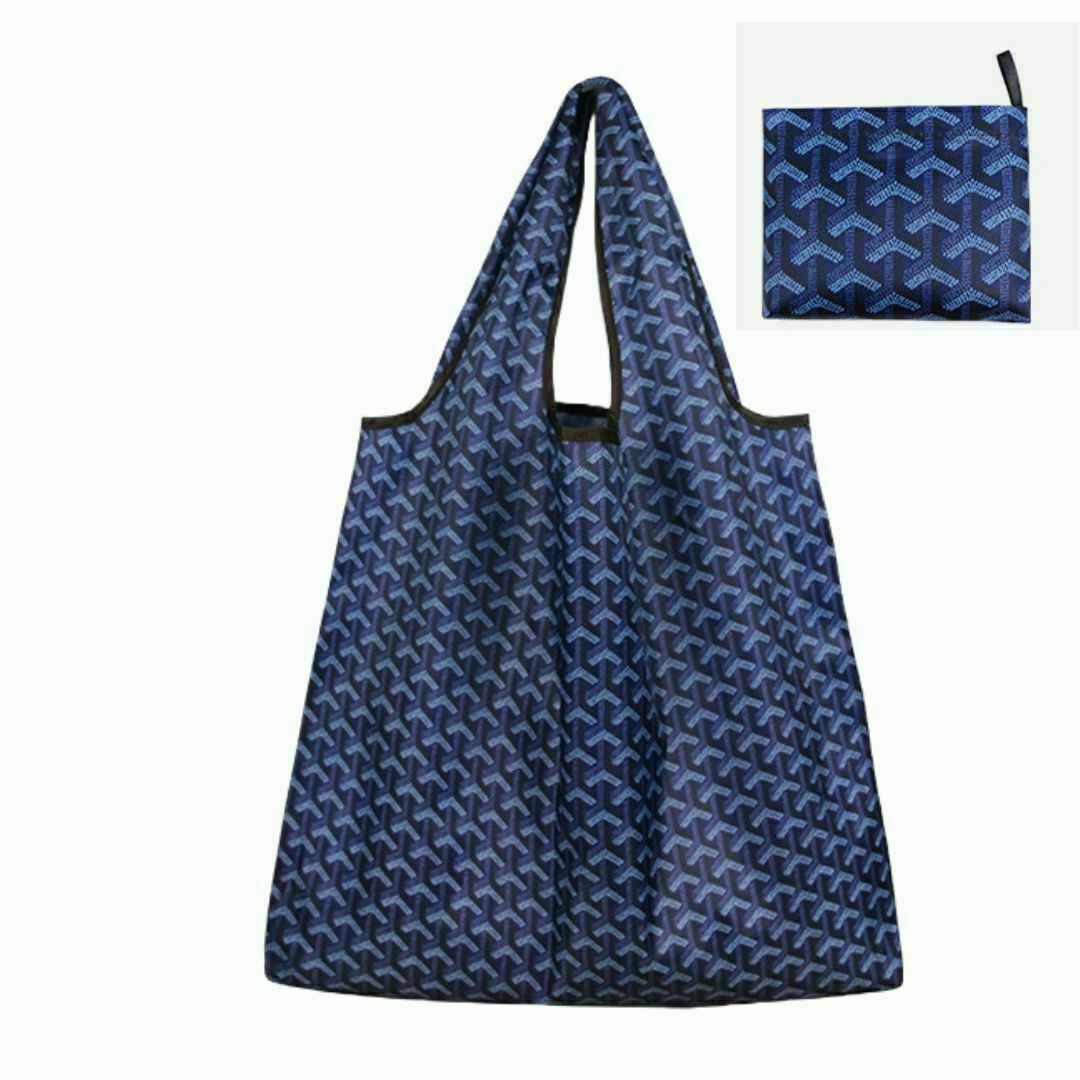 ●新品●エコバッグ 折りたたみ M＜青色柄＞大容量 便利 買い物バッグ レジ袋 レディースのバッグ(エコバッグ)の商品写真