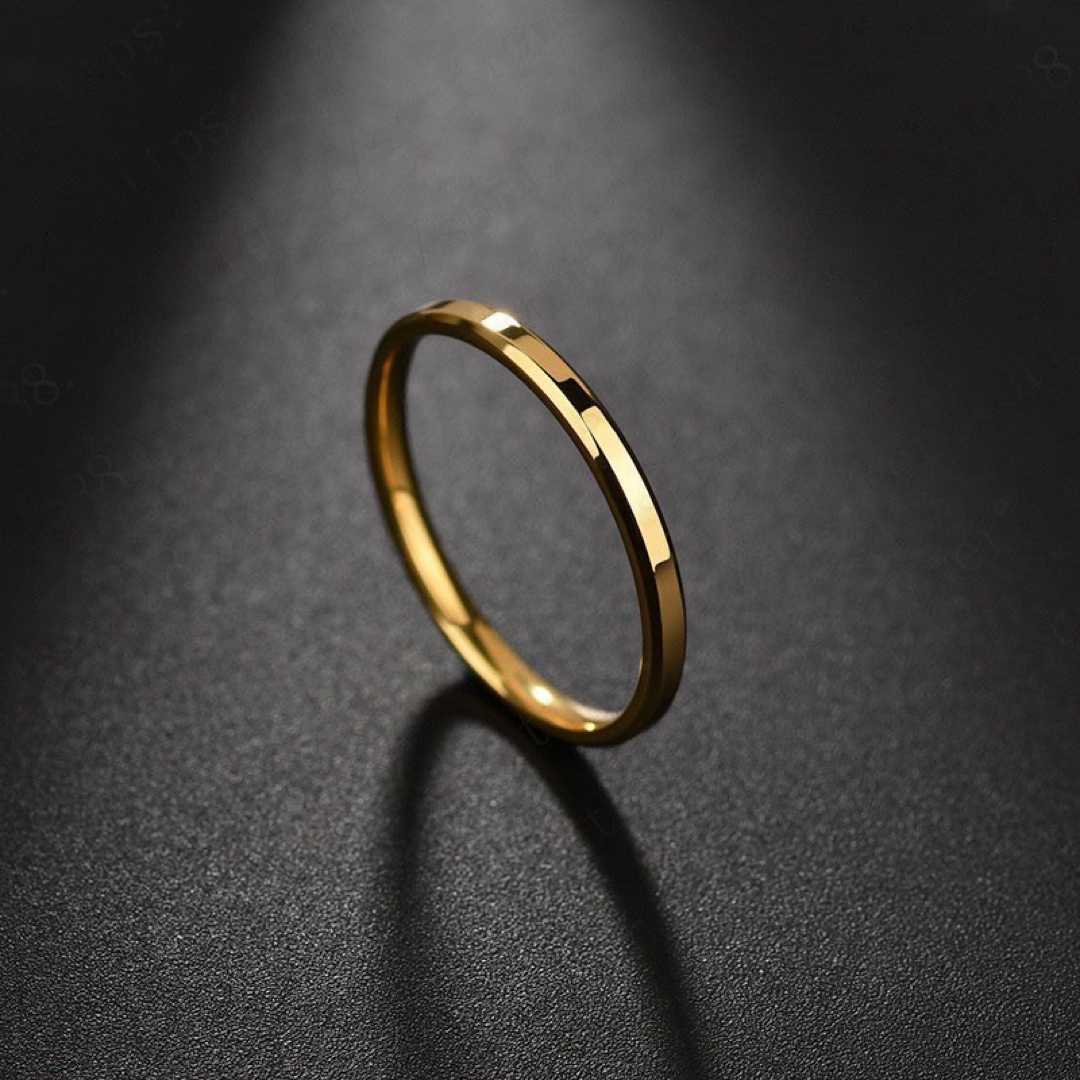 2㎜角リング ステンレスリング ステンレス指輪 ピンキー ゴールド レディースのアクセサリー(リング(指輪))の商品写真