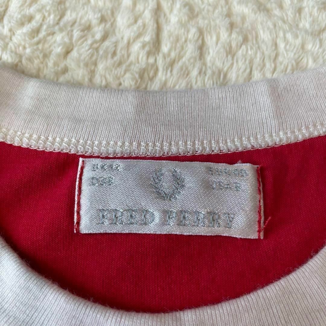 FRED PERRY(フレッドペリー)の希少 FRED PERRY リンガーTシャツ ワンポイント刺繍 赤 レディースのトップス(Tシャツ(半袖/袖なし))の商品写真