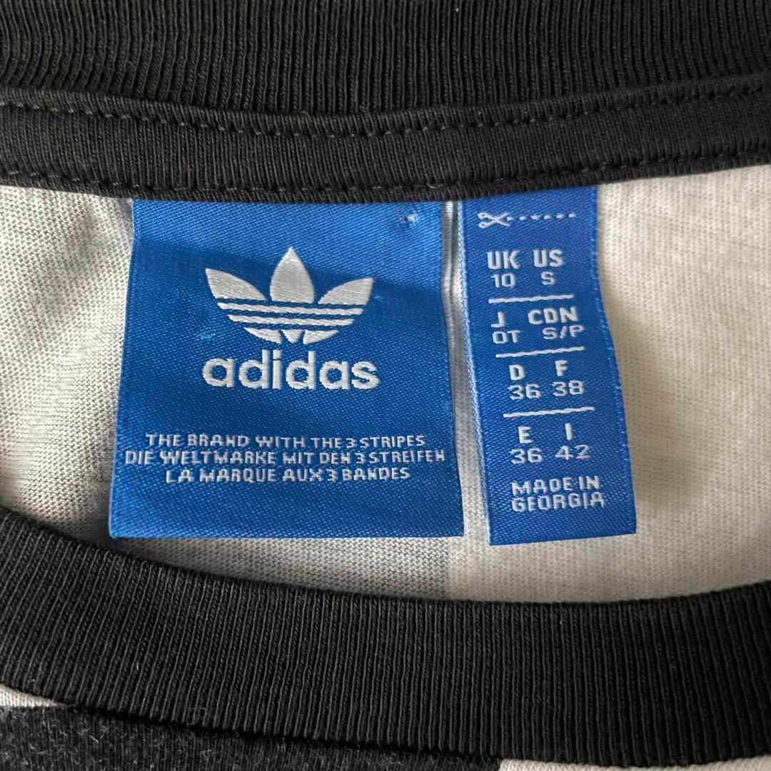 adidas(アディダス)の[古着]アディダス　半袖　Tシャツ　トレフォイルロゴ　プリント　モノクロ　黒　白 その他のその他(その他)の商品写真