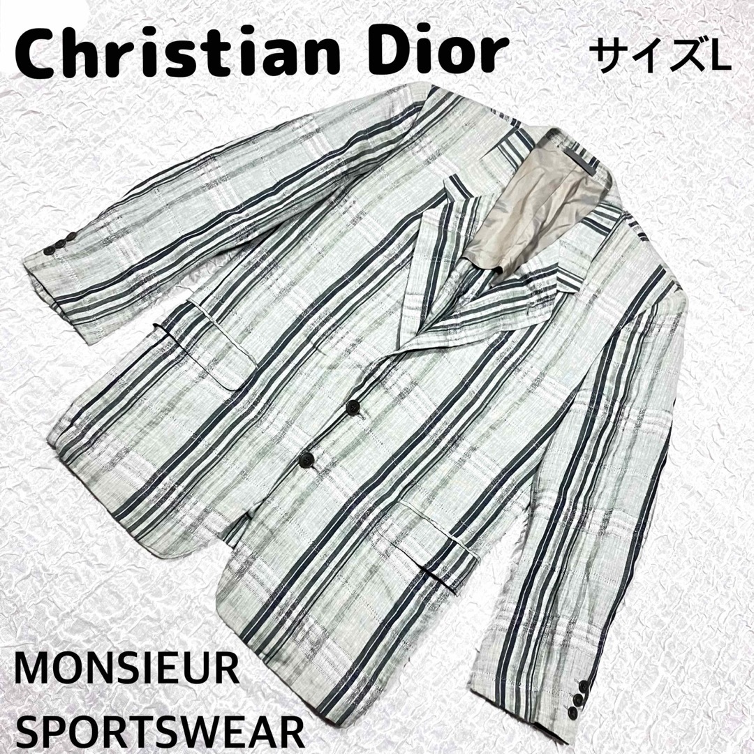 Christian Dior(クリスチャンディオール)のChristian Dior テーラードジャケット　麻100% 背抜き　グリーン メンズのジャケット/アウター(テーラードジャケット)の商品写真