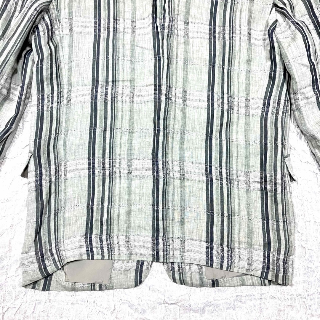Christian Dior(クリスチャンディオール)のChristian Dior テーラードジャケット　麻100% 背抜き　グリーン メンズのジャケット/アウター(テーラードジャケット)の商品写真