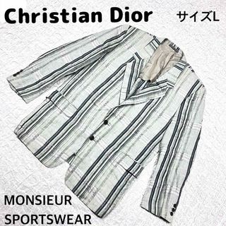 クリスチャンディオール(Christian Dior)のChristian Dior テーラードジャケット　麻100% 背抜き　グリーン(テーラードジャケット)